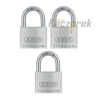 Kłódka Abus 416 - 727TI/40 TRIPLES - 3 kłódki pałąkowe aluminiowe TITALIUM w systemie 1 klucza - blister