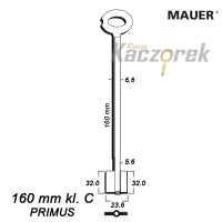 Zasuwowy 034 - Mauer 160 mm kl. C - klucz surowy do zamka PRIMUS