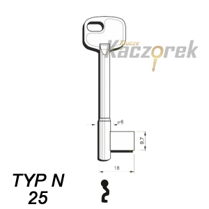 Numerowany ZNAL Częstochowa Typ N 25 - klucz surowy