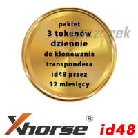 Xhorse - pakiet 3 tokenów dziennie do klonowania transpondera id48 przez 12 miesięcy