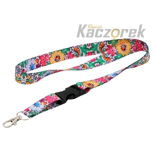 Smycz 100 - 20 mm - szybkozłączka - wzory ludowe kwiaty