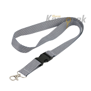 Smycz 098 - 20 mm - szybkozłączka - czarno-biała plecionka