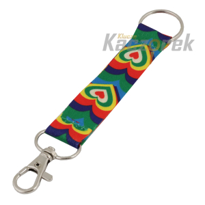Smycz 215 - 20 mm - serca na zielonym - krótka (brelok)