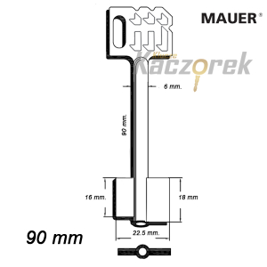 Zasuwowy 050 - Mauer 90 mm kl. A - klucz surowy do zamka VARIATOR / PREATOR