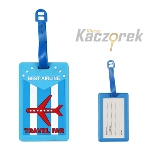 Brelok do kluczy 157 - zawieszka do bagażu - samolot - niebieski